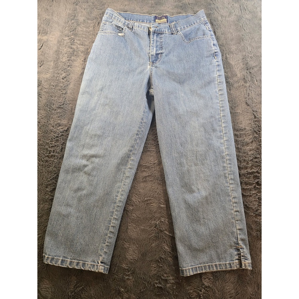 B.U.M. Equipment Womens Missy 8 Blue Stretch Denim Cropped Jeans Side Slit 0090‎